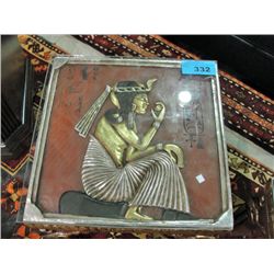 Egyptian motiff glass top end table