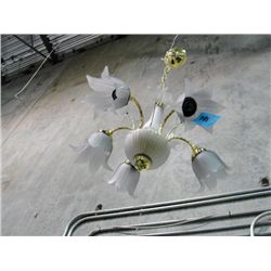 Brass with purple glass flower hanging light