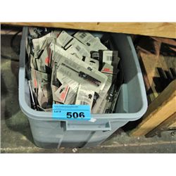 rubbermaid container of new assorted screw drivers