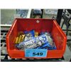 Image 1 : REd plastic bin of assorted drill bits