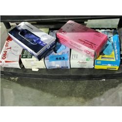 7 boxes of assorted latex gloves