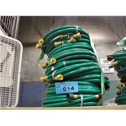 Lot of 5 green garden hoses