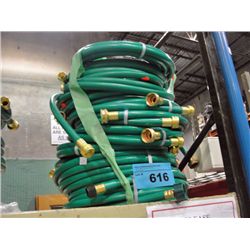 Lot of 5 green garden hoses