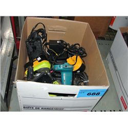 One box of assorted cordless drills, batteries