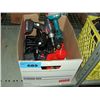 Image 1 : One box of assorted cordless drills, batteries