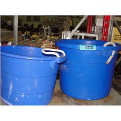 2 large blue buckets