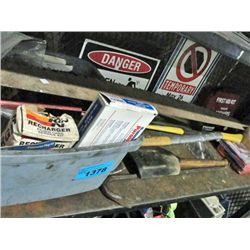 Shelf lot of tools hardware and misc items