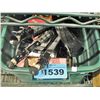Image 1 : Green rubbermaid container of misc items