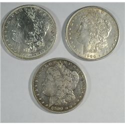 ( 3 ) THREE NICE CIRCULATED MORGAN SILVER DOLLARS