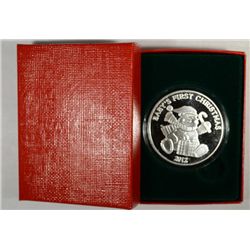" BABY'S FIRST CHRISTMAS " ONE OUNCE .999 SILVER ART ROUND WITH CAPSULE/GIFT BOX