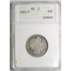 1901S  Barber quarter  ANACS03  sooo close to full good which GS at  $4100