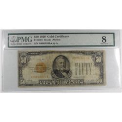 1928 $50  Gold certificate PMG08