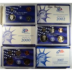 1999 thru 2003 proof sets also 2007 set 10 of 14 coins no $ est $55-$60