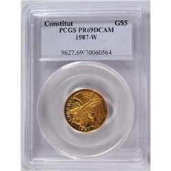 1987 Constitution $5 gold  proof  PCGS PR69DCAM  est $450-$475