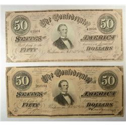 2  1864 7th issue CSA $50   VG/F & VF/XF est $150-$160