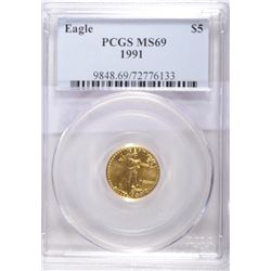1991 Gold 1/10th oz. gold Eagle PCGS69  est  $200-$210