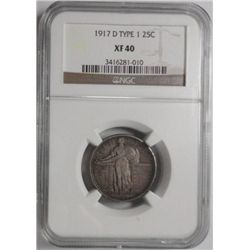 1917D  T1  quarter  NGC40  est  $175-$190