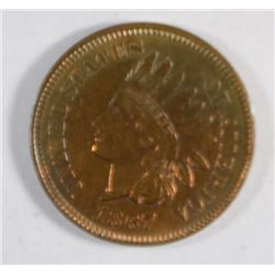 1867  Indian penny 4 diamond great color AU55  est $210-$220