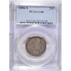 1896S Barber quarter KEY DATE RARE PCGS06 VG GS =$1350 G = $650 est $-$800-$900