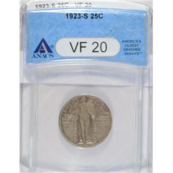 1923S Standing Liberty quarter KEY DATE ANACS20