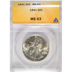 1941    Walker  half $  ANACS63 CLAIM TO POINT HIGHER  est  $50-$55