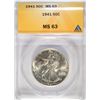 Image 1 : 1941    Walker  half $  ANACS63 CLAIM TO POINT HIGHER  est  $50-$55