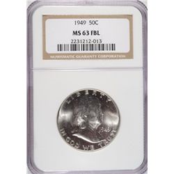 1949   Franklin  half $  NGC63FBL est  $60-$65