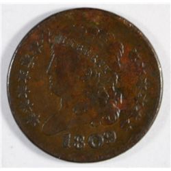 1809  half cent  VF30  est  $70-$75