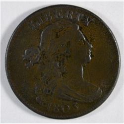 1803 1/100/000  Large penny VF dark choc color porous  est  $175-$180