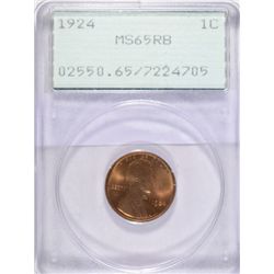1924  Lincoln  penny   OGH "RATTLER PCGS65RB est  $200-$225