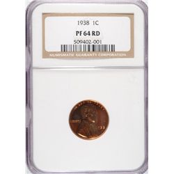 1938  proof  Lincoln  penny     NGCPF64RD est  $130-$140