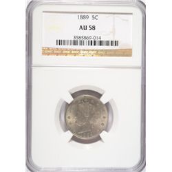 1889  V nickel  NGC58   est  $105-$110