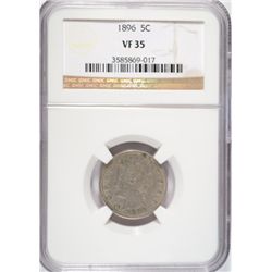 1896  V nickel  NGC35 est  $60-$65
