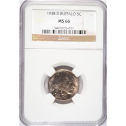 1938D  Buffalo nickel  NGC66   est  $70-$75