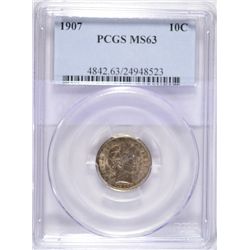 1907  Barber dime  PCGS63   est  $200-$215