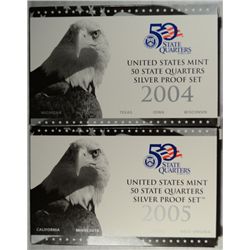2004 AND 2005 UNITED STATES MINT  SILVER STATE QUATERS PROOF SETS