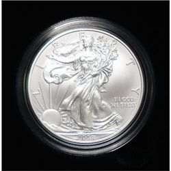 2008-W UNCIRCULATED, BURNISHED AMERICAN SILVER EAGLE