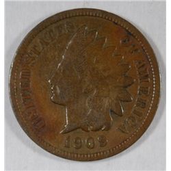 1909-S INDIAN ONE CENT ABOUT FINE, PERFECT