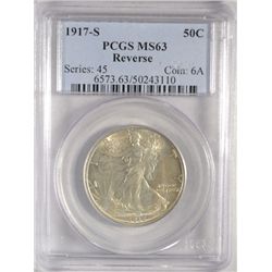 1917 S WALKING LIBERTY HALF DOLLAR REV PCGS MS63