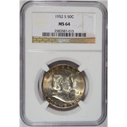 1952-S FRANKLIN HALF DOLLAR NGC MS64
