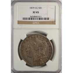 1879 CC MORGAN DOLLAR NGC XF-AU45 BEAUTIFUL