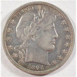 1894  Barber half $  VF/XF  est $185-$195