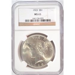 1923  Peace $  NGC65   est $140-$150