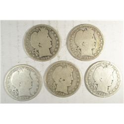 5  1898O  Barber half $ just shy of full good  GS G =$27 each est  = $100-$120