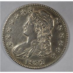 1832  Bust half $  AU clnd long ago but toned back nicely   est $200-$250