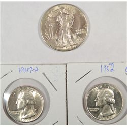 1942D MS61 half $-1947D & 52 quarters CHBU  est  $50-$55