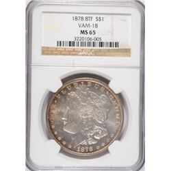 1878 8F  Morgan $  VAM-18  NGC65  est $1350-$1450