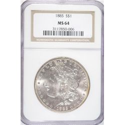 1885  Morgan $ $ NGC64 est $85-$90