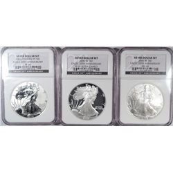 2006 3pc 20th anniversary set silver Eagles  NGC69  GS = $330      est $325-$350