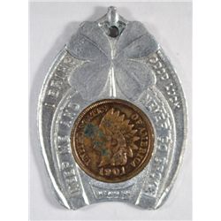 AU 1901 Indian penny in good luck token ENQUIRER  GUESS TOTAL VOTES OHIO